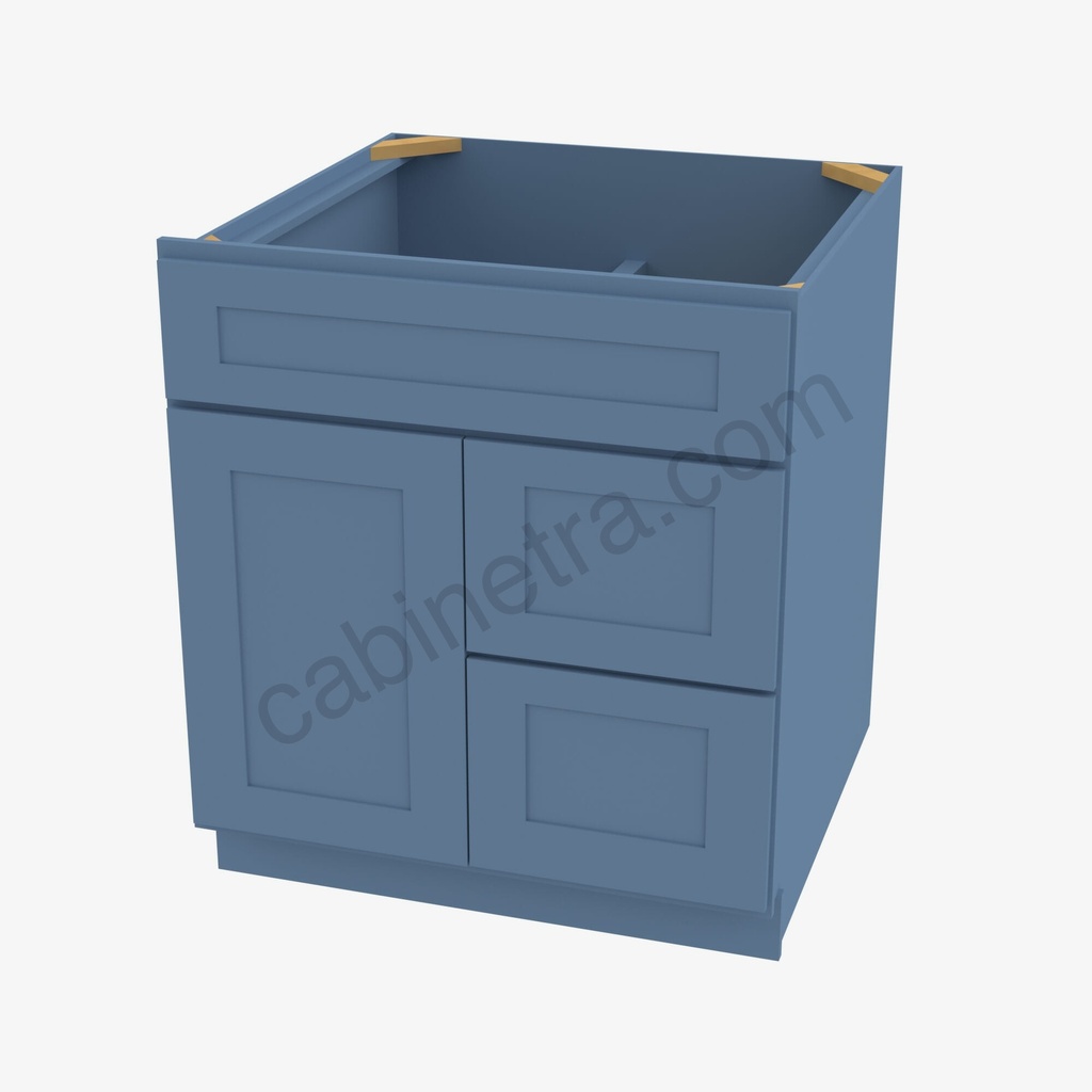 AX-S3621BDR-34-1/2"" Sink Base Combo Vanity with Right Drawer | Forevermark Xterra Blue Shaker