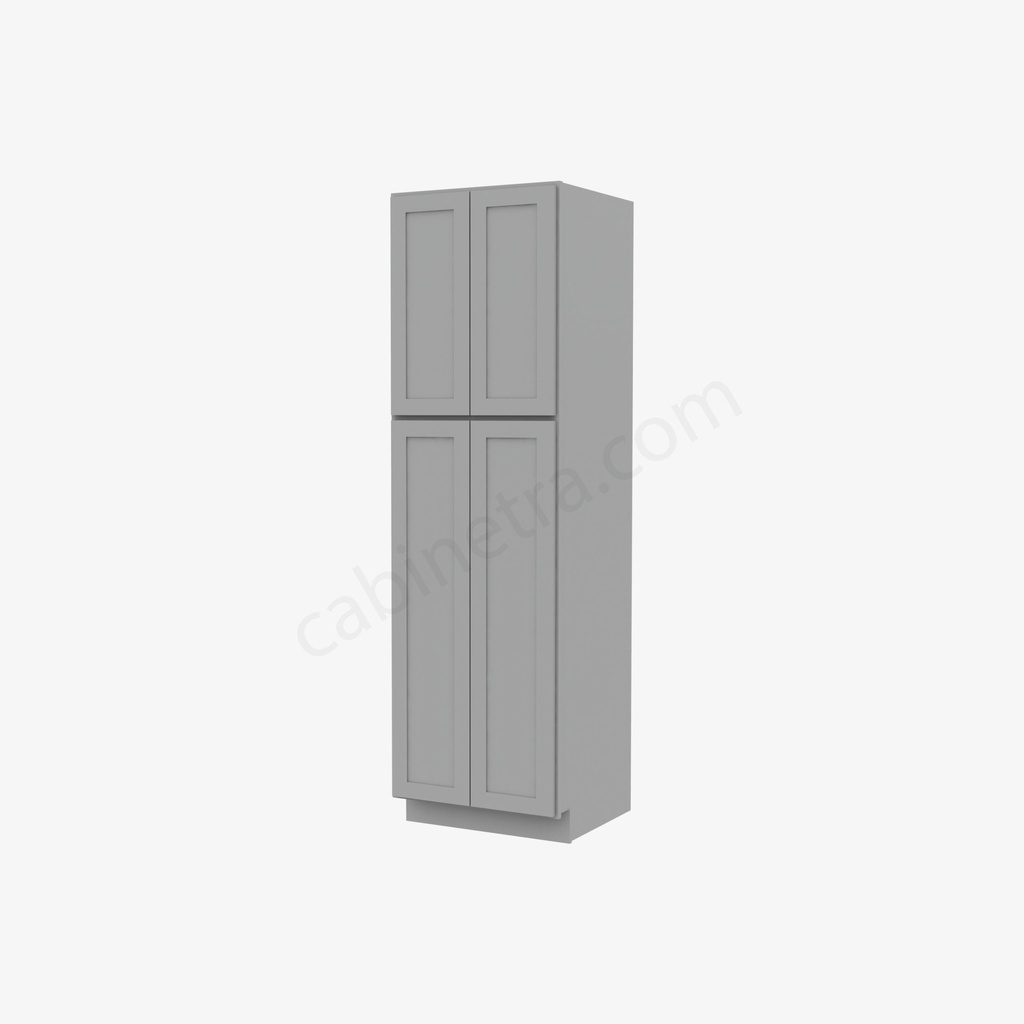 AB-WP2484B Tall Wall Pantry Cabinet with Butt Doors | Forevermark Lait Gray Shaker