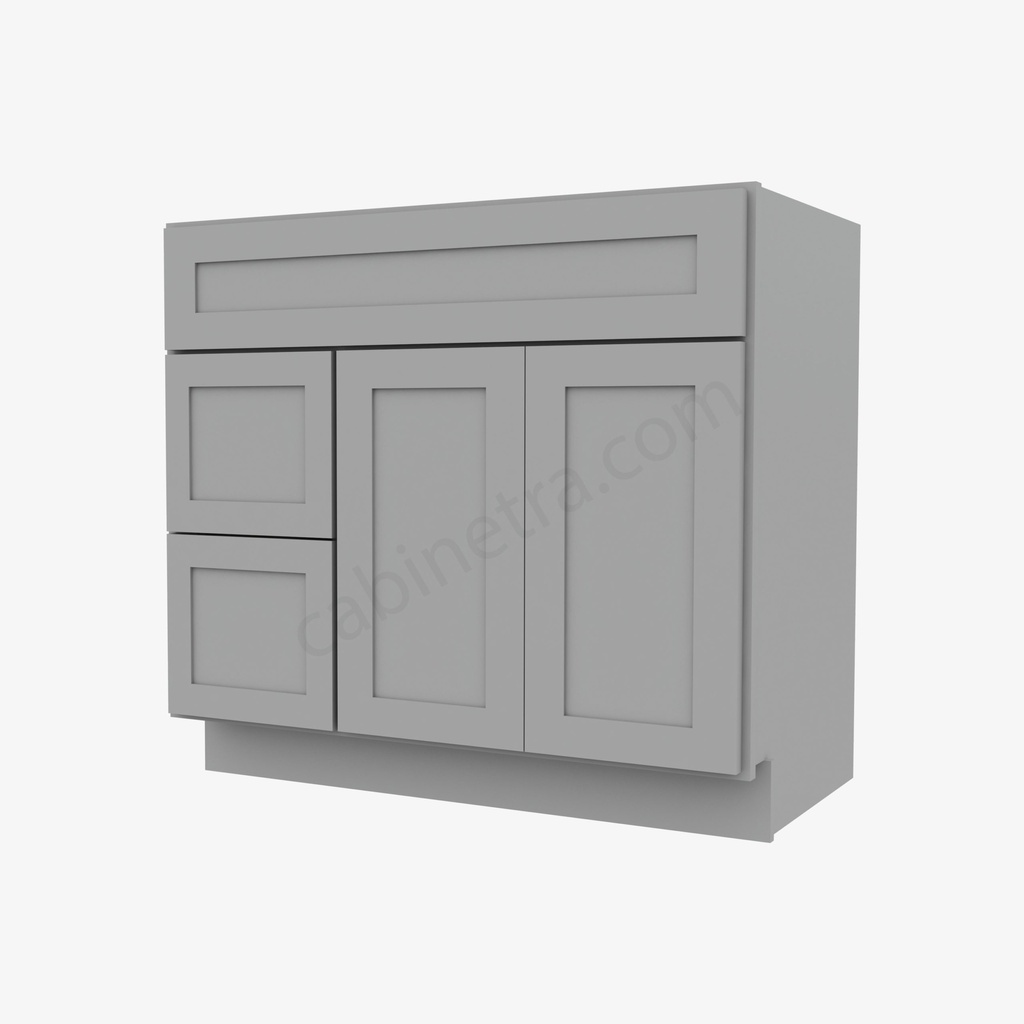 AB-S3621BDL-34-1/2"" Sink Base Combo Vanity with Left Drawer | Forevermark Lait Gray Shaker