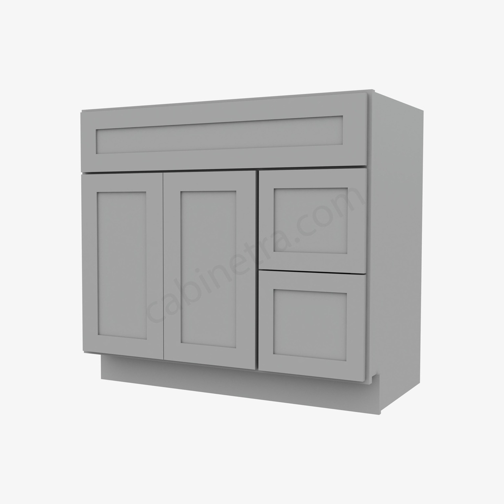 AB-S3621BDR-34-1/2"" Sink Base Combo Vanity with Right Drawer | Forevermark Lait Gray Shaker