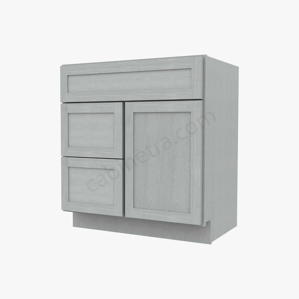 AN-S3021DL-34-1/2"" Combo Vanity with Left Drawer | Forevermark Nova Light Grey Shaker
