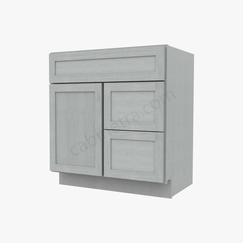 AN-S3021DR-34-1/2"" Combo Vanity with Right Drawer | Forevermark Nova Light Grey Shaker