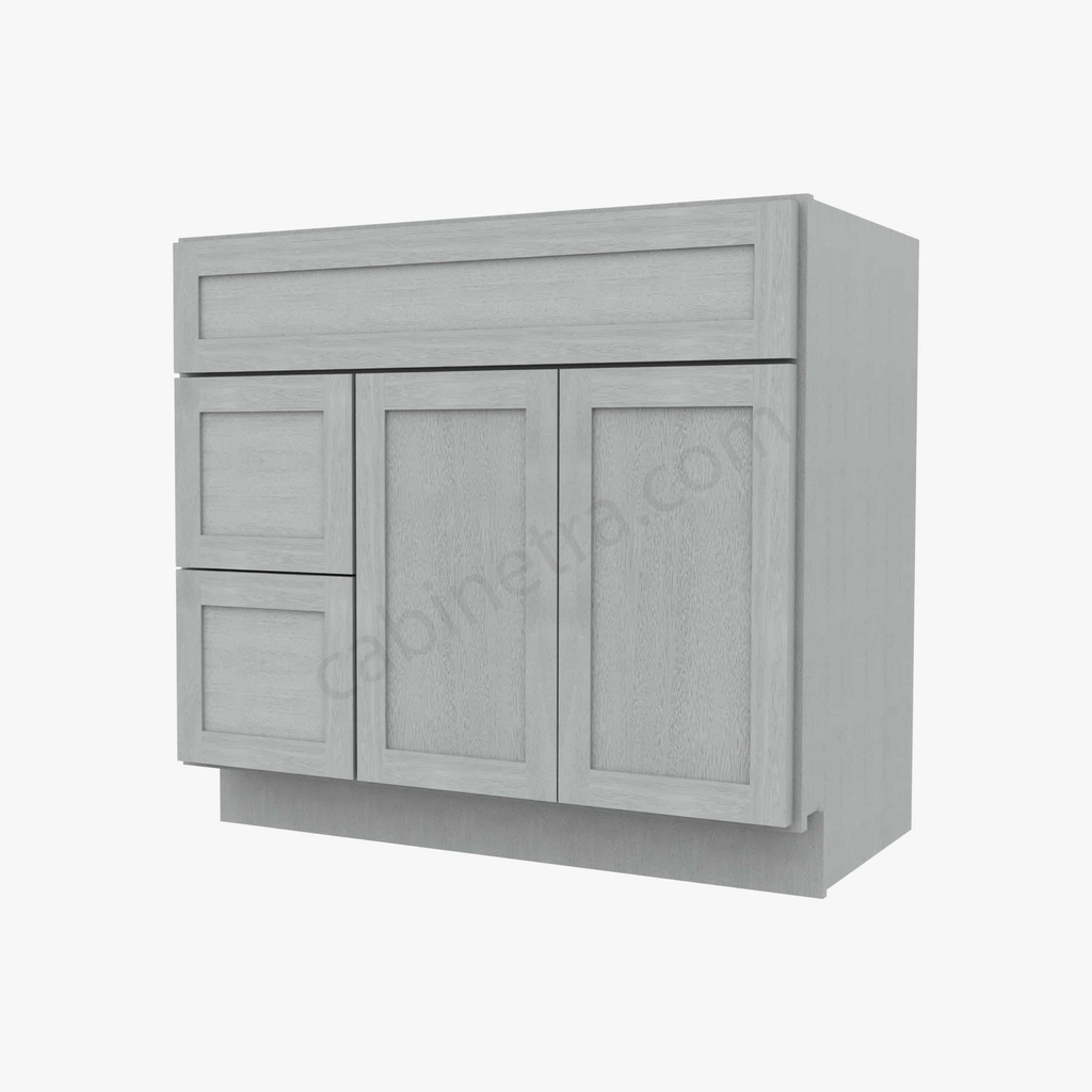 AN-S3621BDL-34-1/2"" Sink Base Combo Vanity with Left Drawer | Forevermark Nova Light Grey Shaker