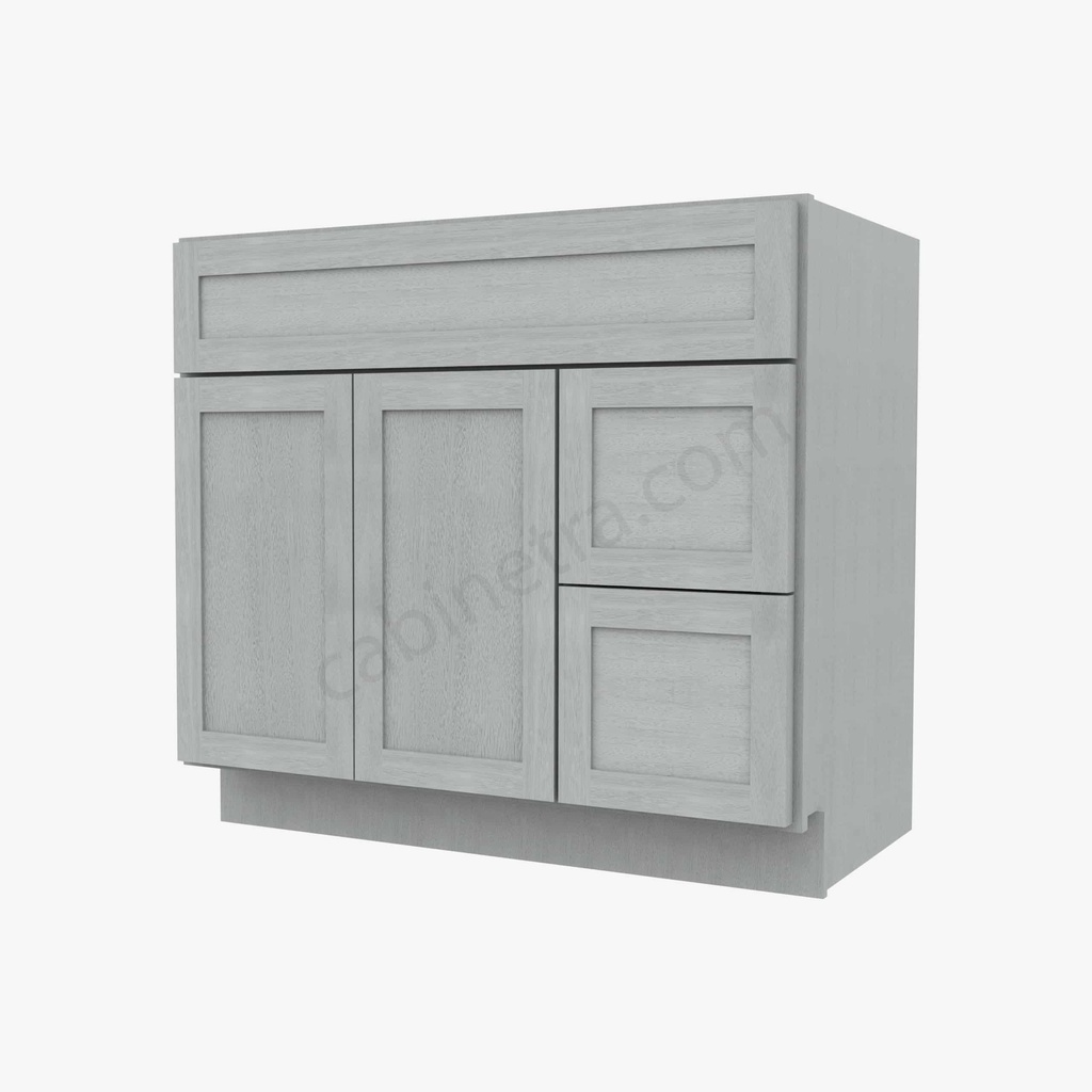 AN-S3621BDR-34-1/2"" Sink Base Combo Vanity with Right Drawer | Forevermark Nova Light Grey Shaker