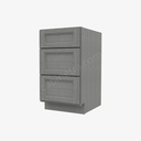 TG-DB18(3) 3 Drawer Pack Base Cabinet | Forevermark Midtown Grey