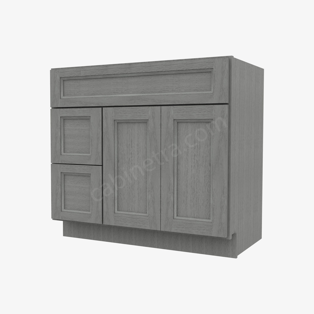 TG-S3621BDL-34-1/2"" Sink Base Combo Vanity with Left Drawer | Forevermark Midtown Grey