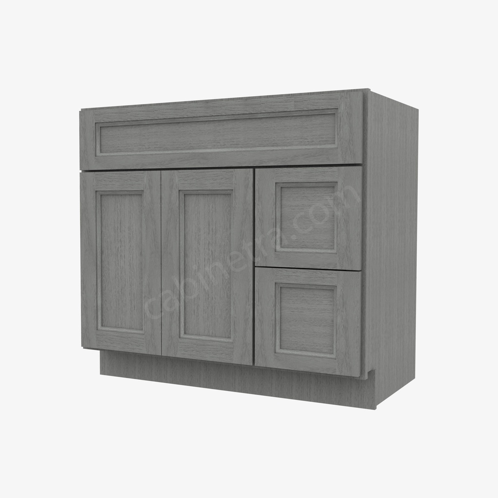 TG-S3621BDR-34-1/2"" Sink Base Combo Vanity with Right Drawer | Forevermark Midtown Grey