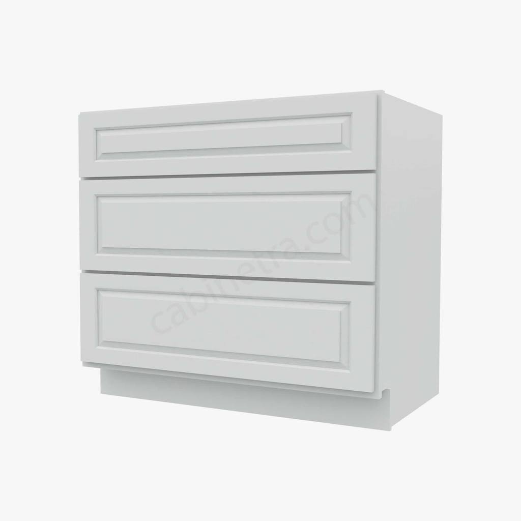 GW-DB36(3) 3 Drawer Pack Base Cabinet | Forevermark Gramercy White