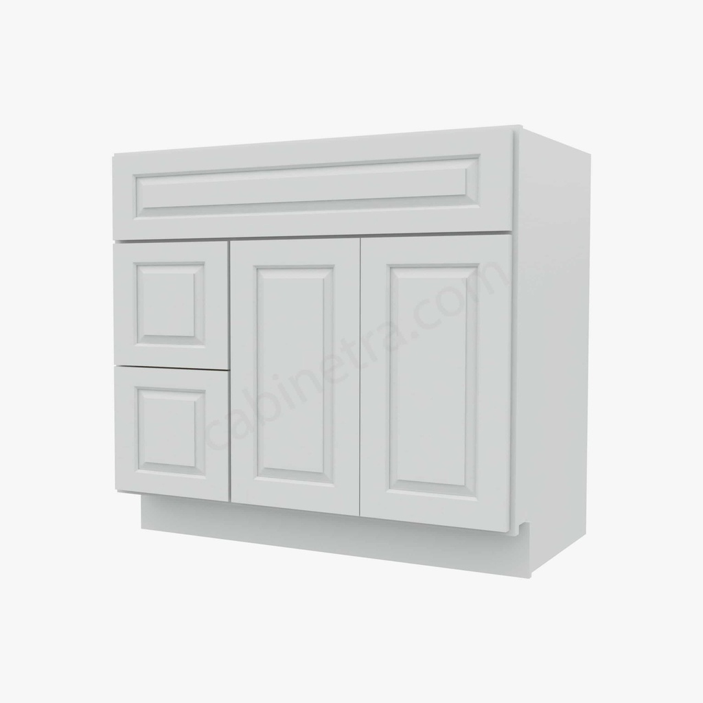 GW-S3621BDL-34-1/2"" Sink Base Combo Vanity with Left Drawer | Forevermark Gramercy White