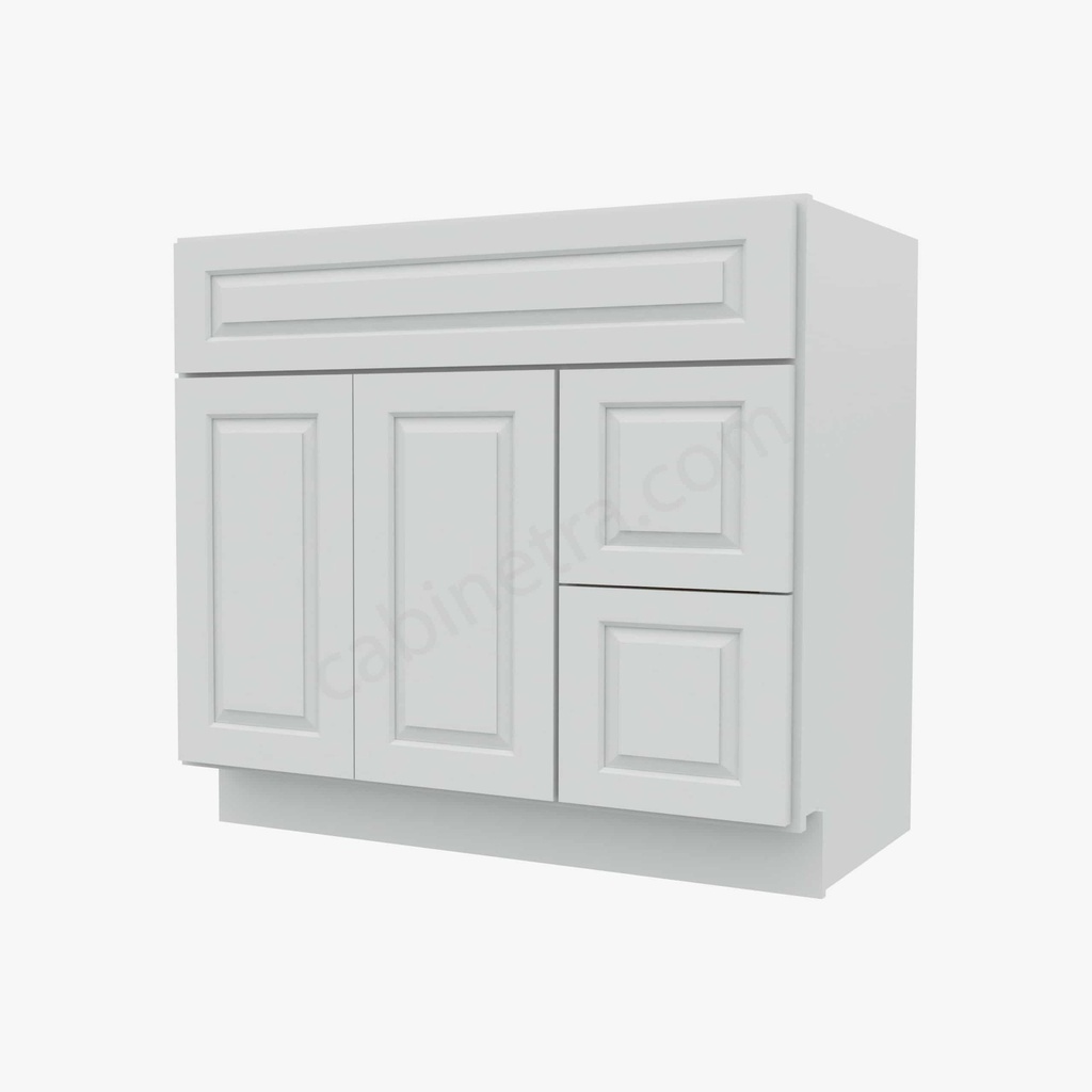 GW-S3621BDR-34-1/2"" Sink Base Combo Vanity with Right Drawer | Forevermark Gramercy White