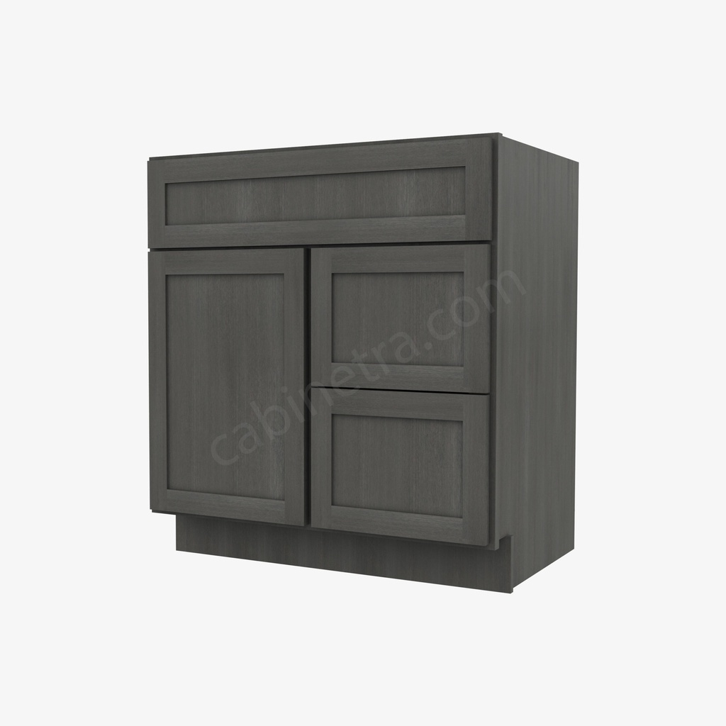 AG-S3021DR-34-1/2"" Combo Vanity with Right Drawer | Forevermark Greystone Shaker