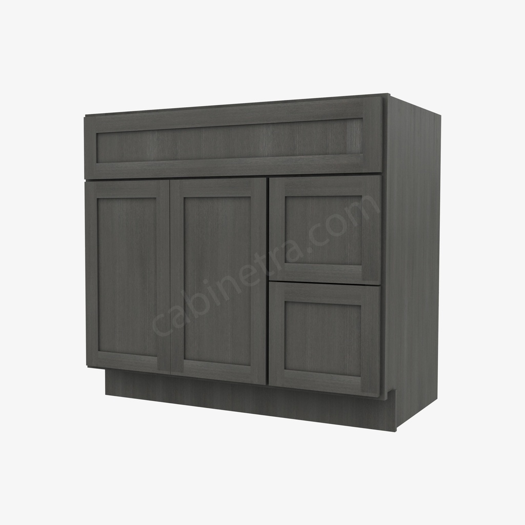 AG-S3621BDR-34-1/2"" Sink Base Combo Vanity with Right Drawer | Forevermark Greystone Shaker