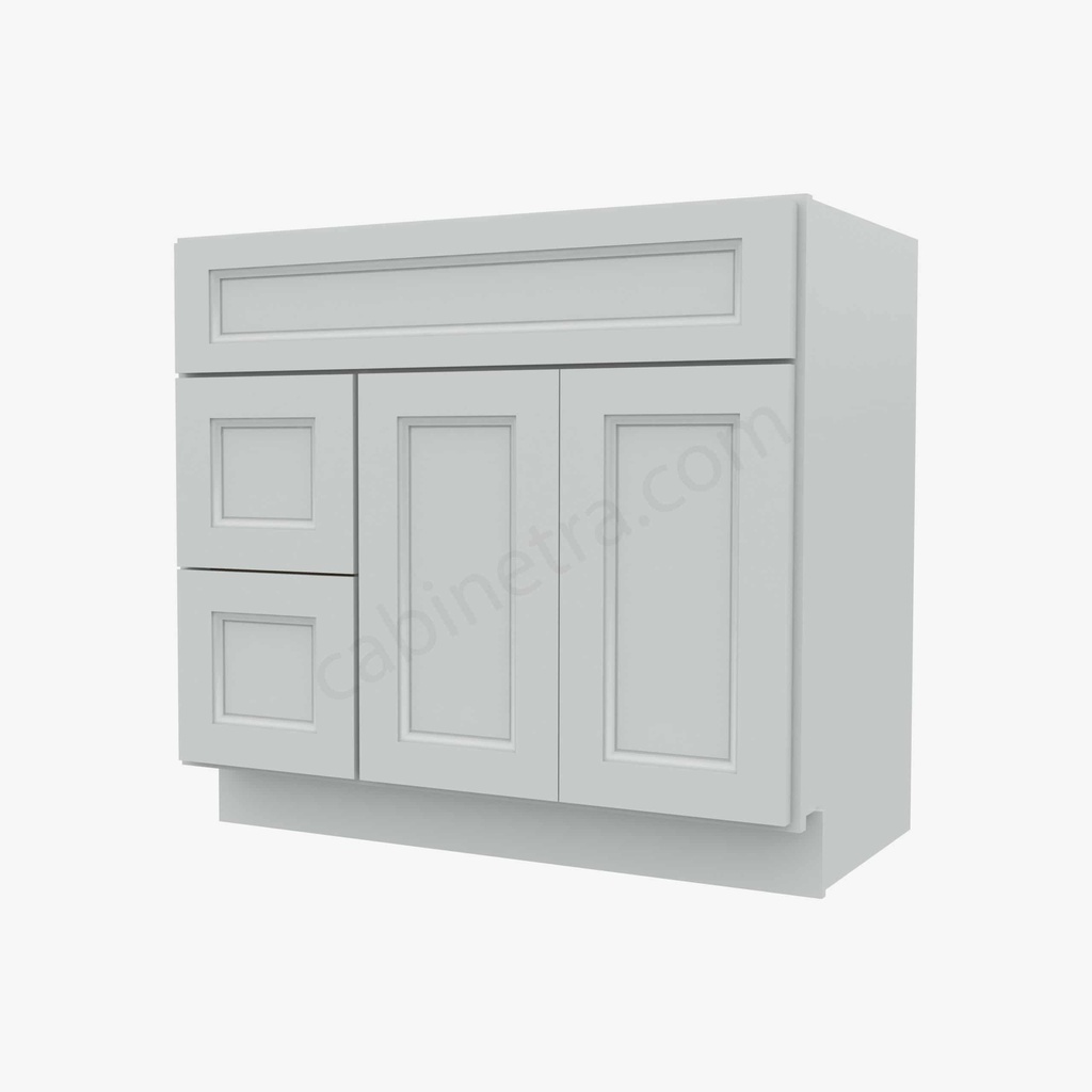 TW-S3621BDL-34-1/2"" Sink Base Combo Vanity with Left Drawer | Forevermark Uptown White