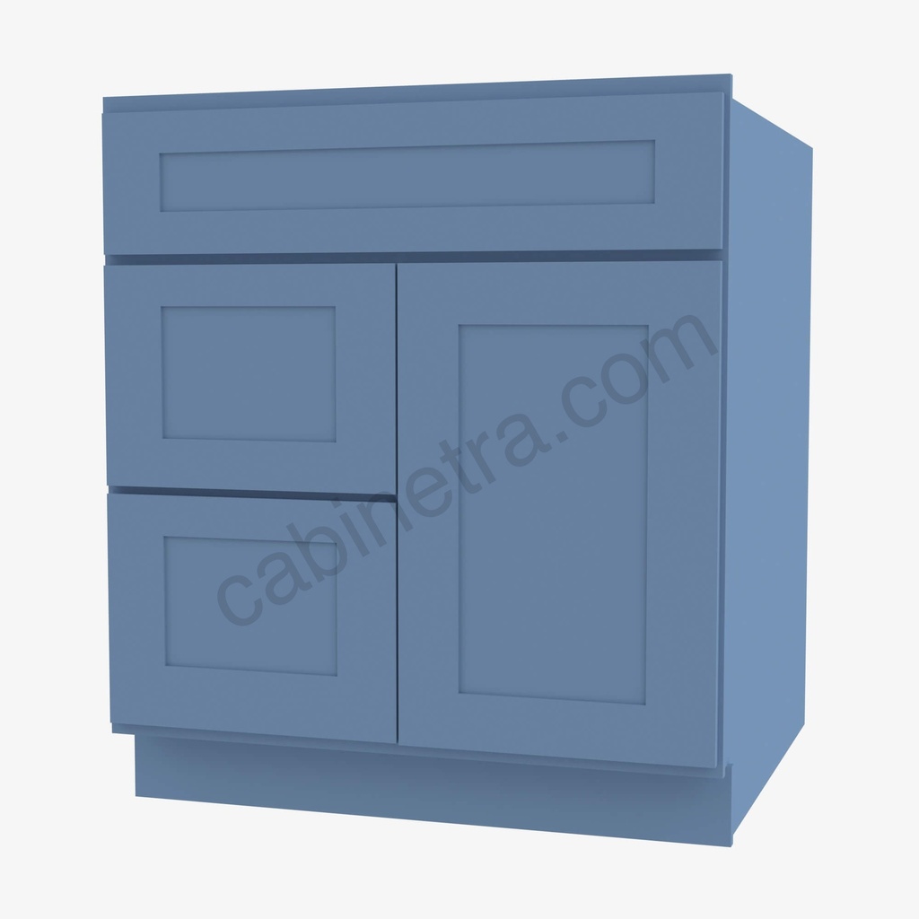 AX-S3621BDL-34-1/2"" Sink Base Combo Vanity with Left Drawer | Forevermark Xterra Blue Shaker