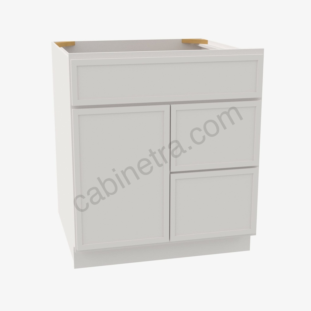 PW-S3621BDR-34-1/2"" Sink Base Combo Vanity with Right Drawer | Forevermark Petit White