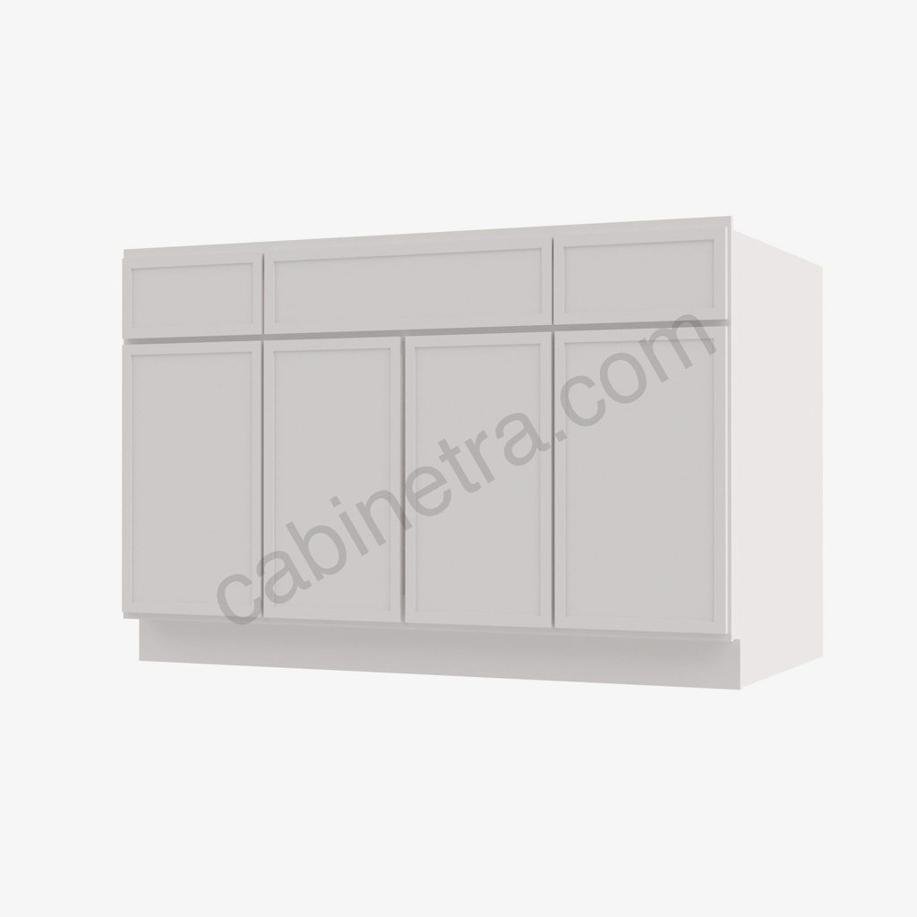 PW-S4821B12D-34-1/2"" Sink Base Combo Vanity with Drawers | Forevermark Petit White