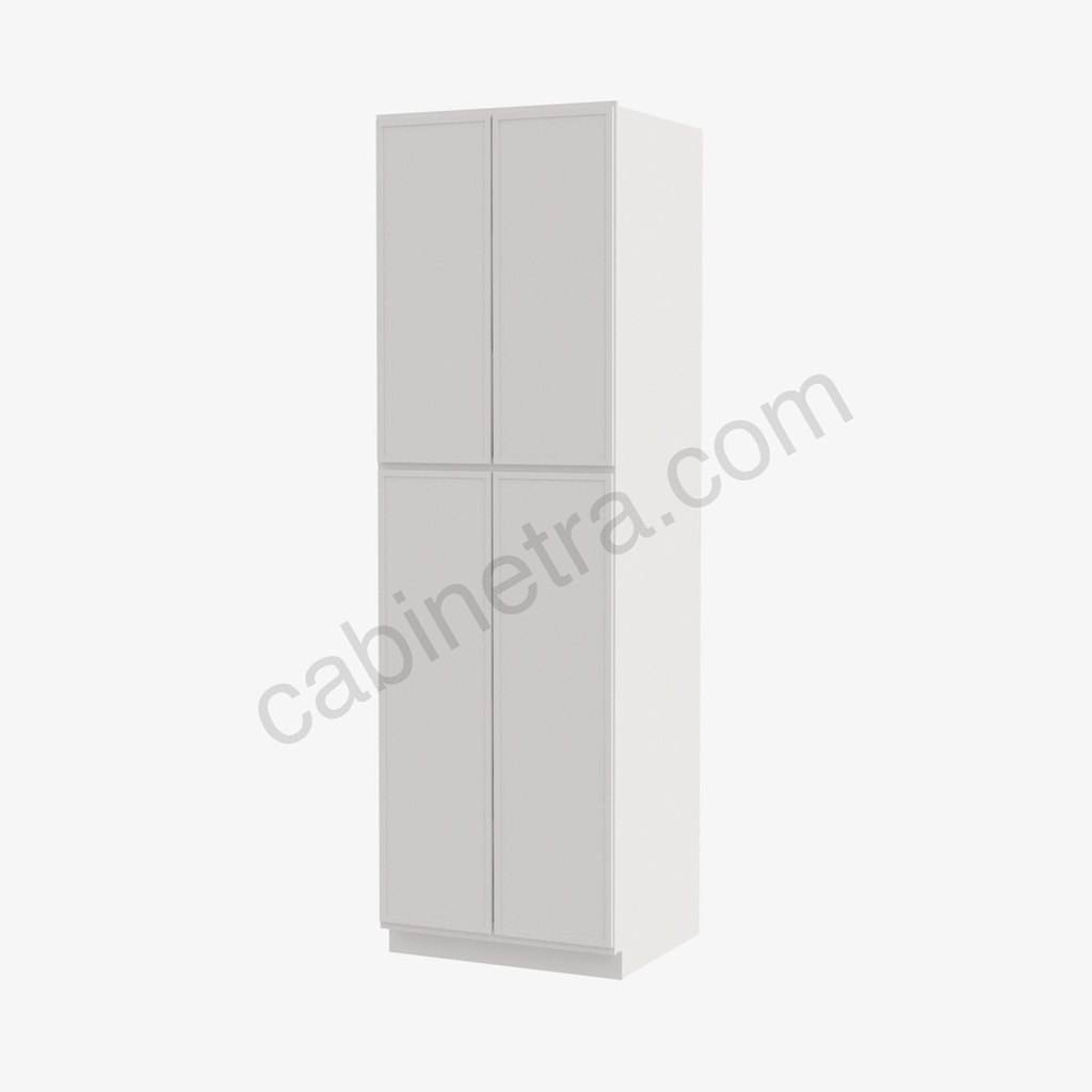 PW-WP2484B Tall Wall Pantry Cabinet with Butt Doors | Forevermark Petit White