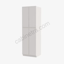 PW-WP2484B Tall Wall Pantry Cabinet with Butt Doors | Forevermark Petit White