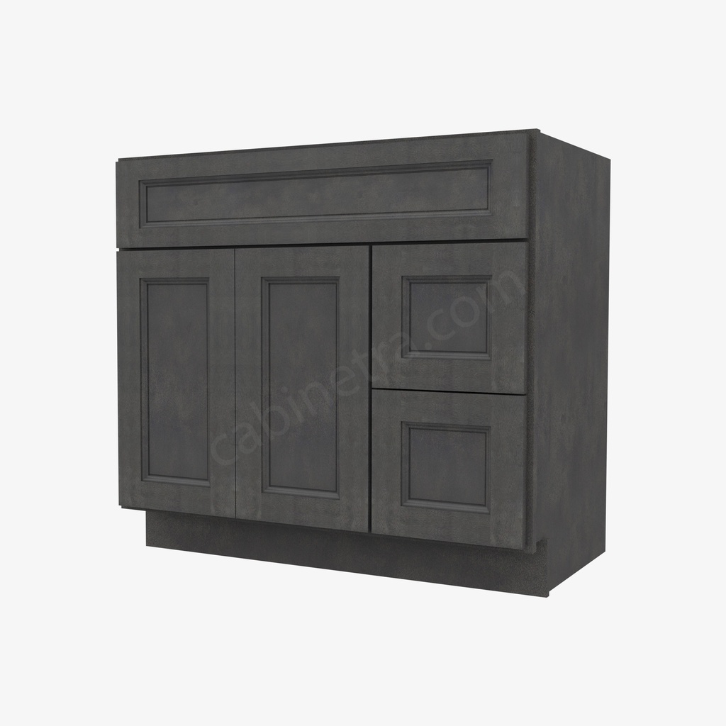 TS-S3621BDR-34-1/2"" Sink Base Combo Vanity with Right Drawer | Forevermark Townsquare Grey