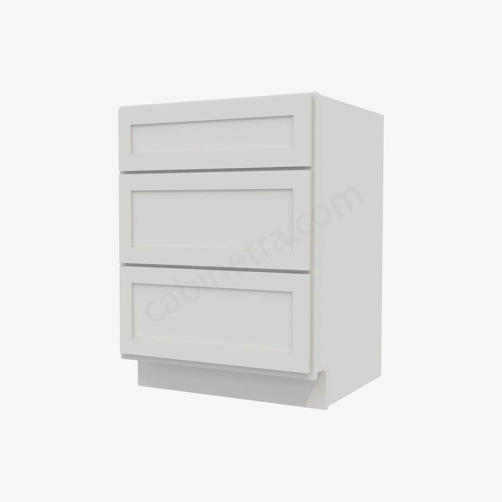 AW-DB24(3) 3 Drawer Pack Base Cabinet | Forevermark Ice White Shaker