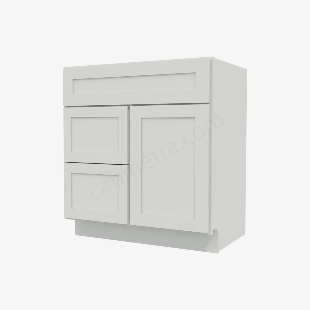 AW-S3021DL-34-1/2"" Combo Vanity with Left Drawer | Forevermark Ice White Shaker