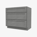 TG-DB36(3) 3 Drawer Pack Base Cabinet | Forevermark Midtown Grey
