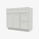 AW-S3621BDR-34-1/2"" Sink Base Combo Vanity with Right Drawer | Forevermark Ice White Shaker